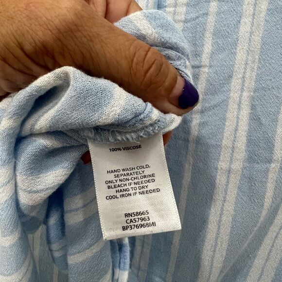 BP striped light blue and white button shirt size M 100% Viscose - Picture 4 of 9